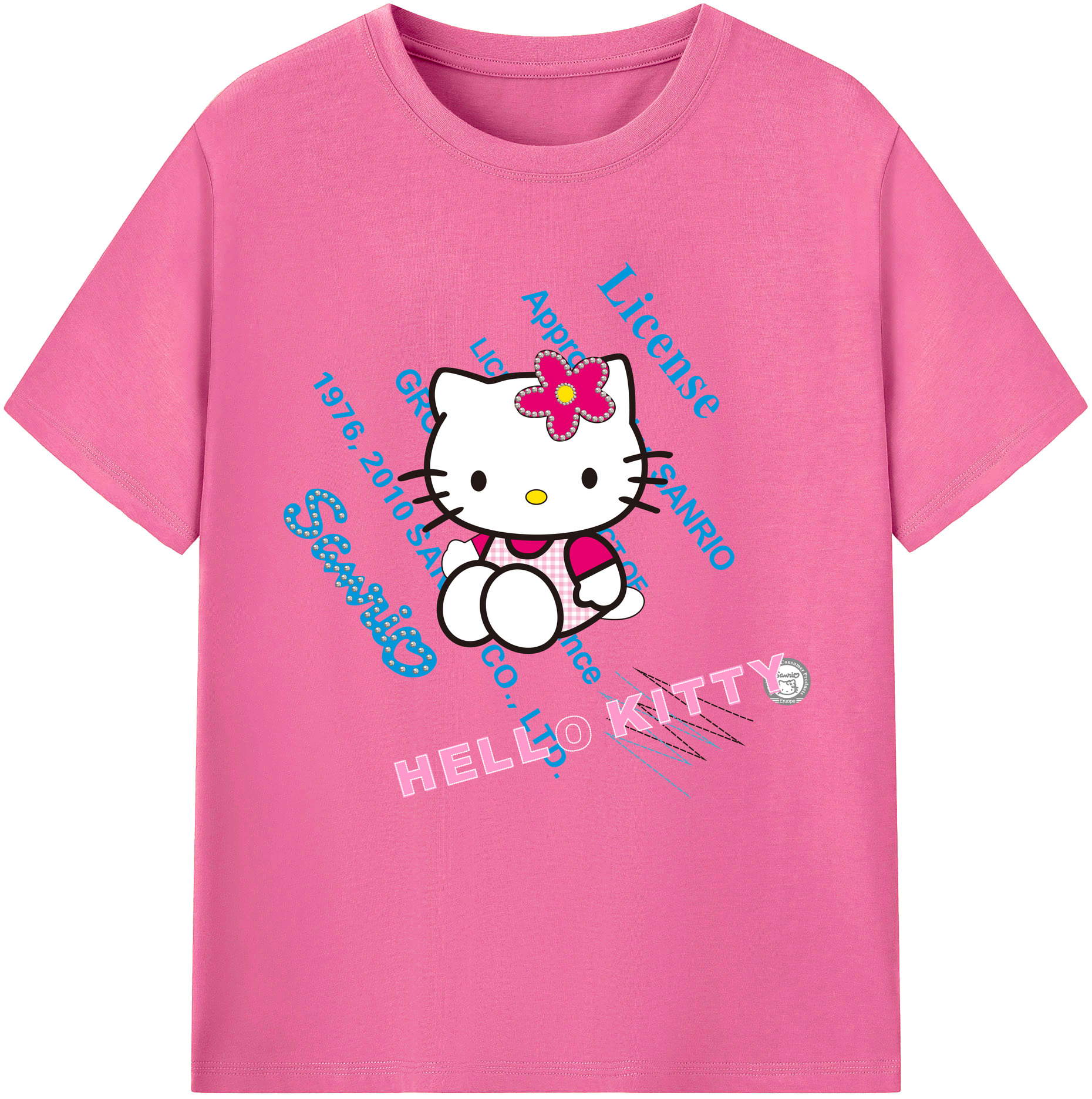 （画像用） Hello Kitty ハローキティ レディースカジュアルプリントTシャツ（綿100％）